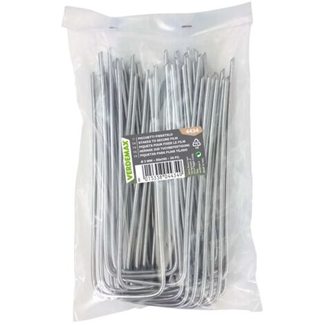  VERDEMAX PICCHETTI FISSATELO IN ACCIAIO PROFESSIONALI CM 5X14,5 Ø 3 MM, BUSTA 30 PZ