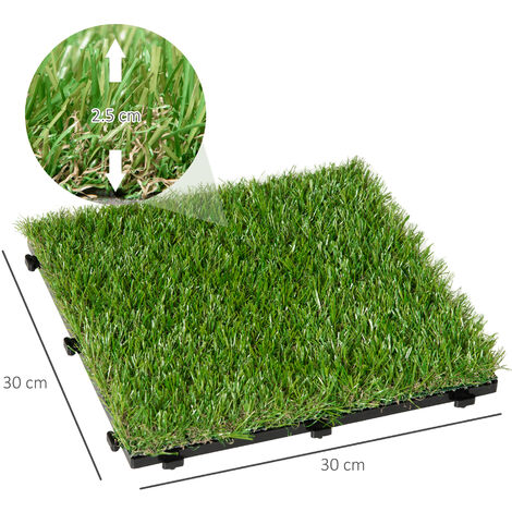  Outsunny Prato Sintetico Per Giardino Set Di 10pz 30x30cm Verde Scuro