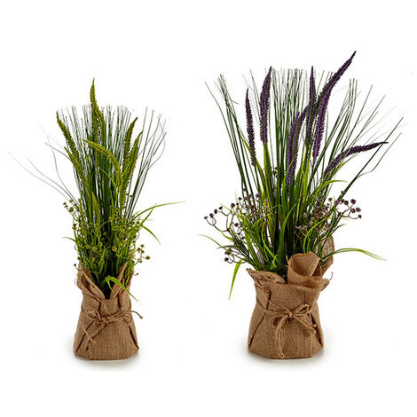  Pianta Decorativa Canne Sughero Plastica Rafia (14 X 54 X 14 Cm)