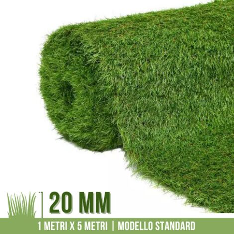  PRATO SINTETICO Manto Erboso Erba GIARDINO TAPPETO 20 MM 1 Metro X 5 Metri