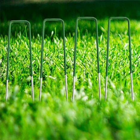  Inserto Per Prato Prato Per Prato Artificiale Per Esterni Giardino Universale Pali A Forma Di U Forte Fissaggio Del Busto Acciaio Zincato Mezzo Verde Con Estremità Smussata 3,515 Cm 30 Pezzi ，
