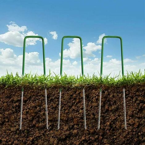  Inserto Per Prato Prato Per Prato Artificiale Per Esterni Giardino Universale Pali A Forma Di U Forte Fissaggio Del Busto Acciaio Zincato Mezzo Verde Con Estremità Smussata 3,515 Cm 30 Pezzi ，
