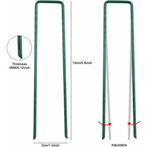  30 Pezzi Picchetti Da Giardino, Picchetti Di Sicurezza In Acciaio Per Giardino Prato E Rete Metallica Da Giardinaggio, Graffette A Forma Di U Zincate A Caldo Antiruggine (Lunghezza 150 Mm, Larghezza 3